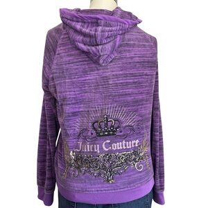 Juicy Couture Dewberry Purple Bling Velour Crown Crest Zip Hoodie.